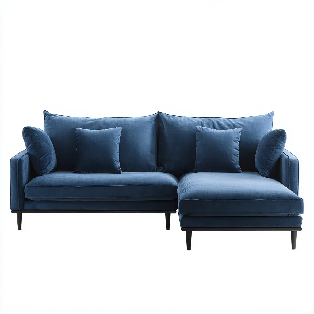 Canapé d'angle tissu velours 260x95x85 cm - bleu - style moderne-Warmthza