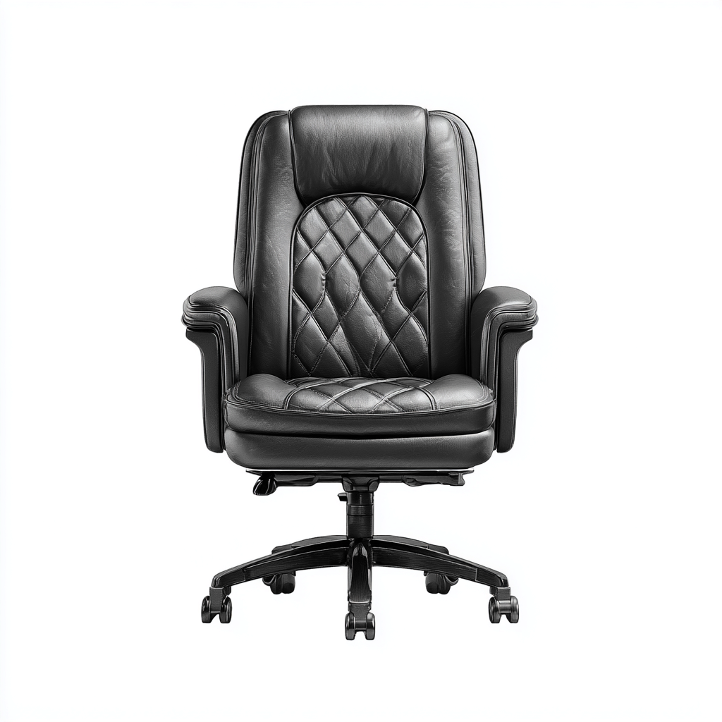 Chaise de bureau en cuir 68x72x118 cm - noir - base métal noir - style ergonomique exécutif-Warmthza