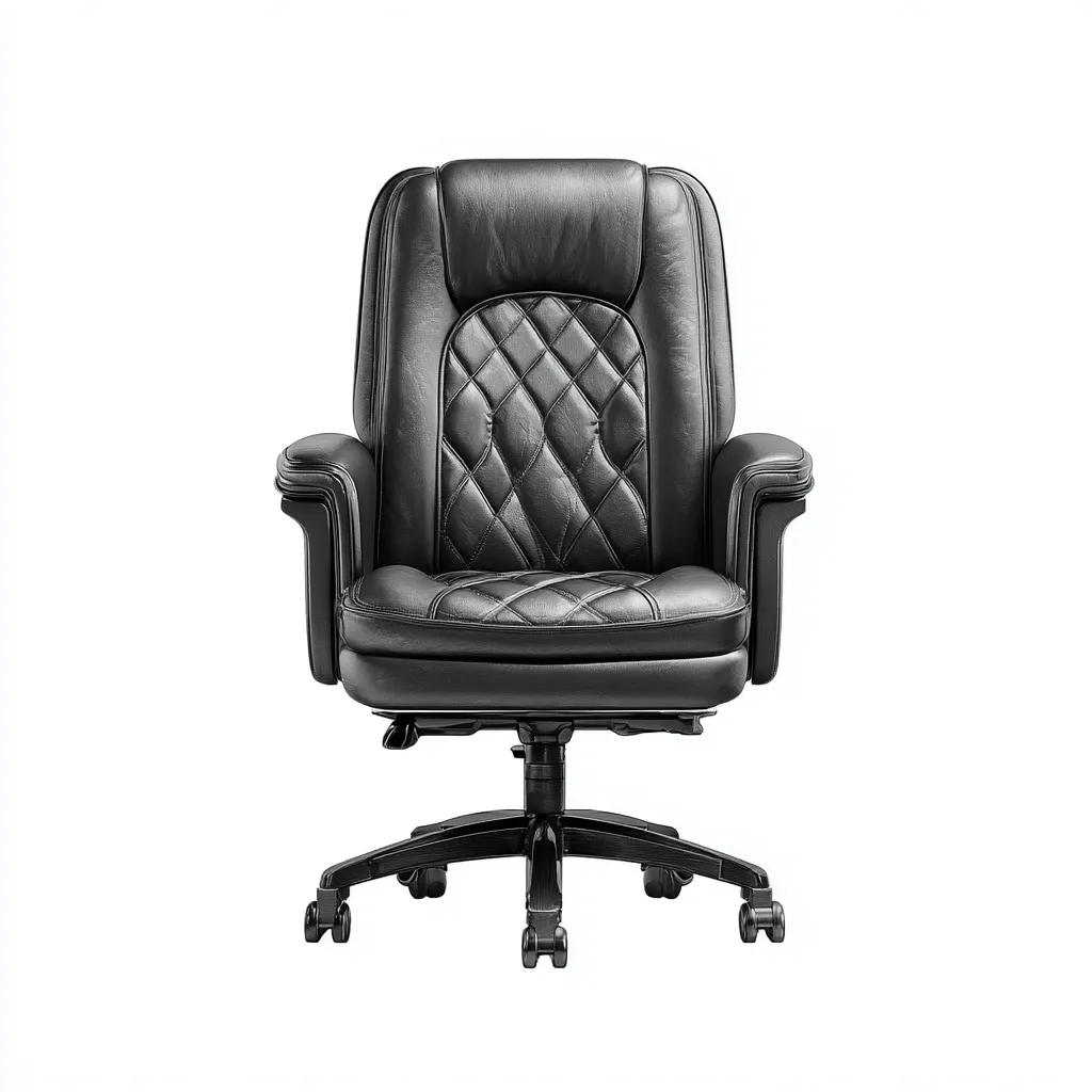 Chaise de bureau en cuir 68x72x118 cm - noir - base métal noir - style ergonomique exécutif-Warmthza