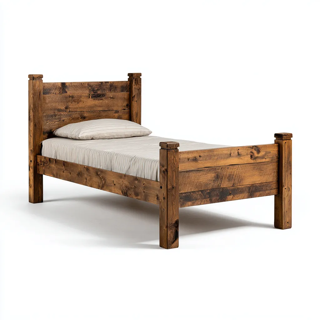 Lit simple en bois massif 200x100 cm - finition rustique - style campagne-Warmthza