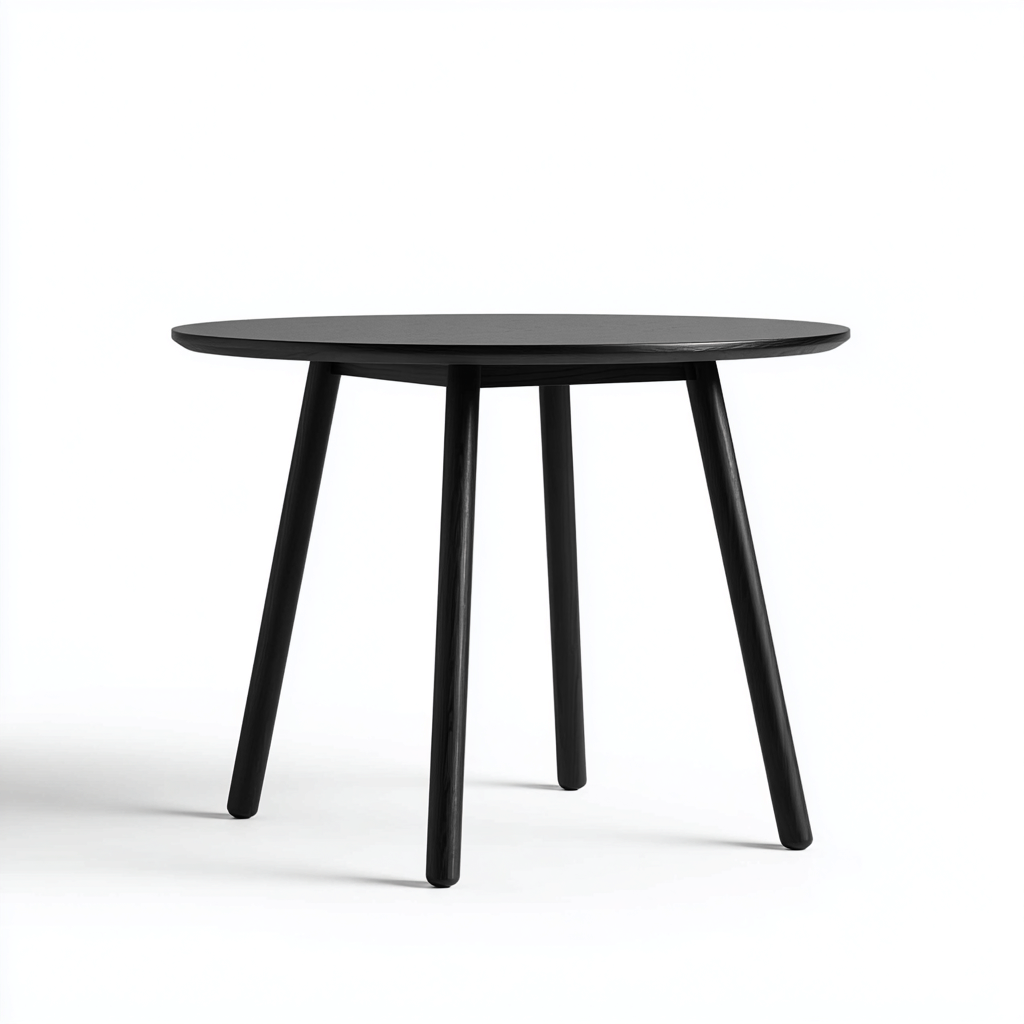 Table d'appoint ronde en bois 50x50x55 cm - noir - style minimaliste-Warmthza
