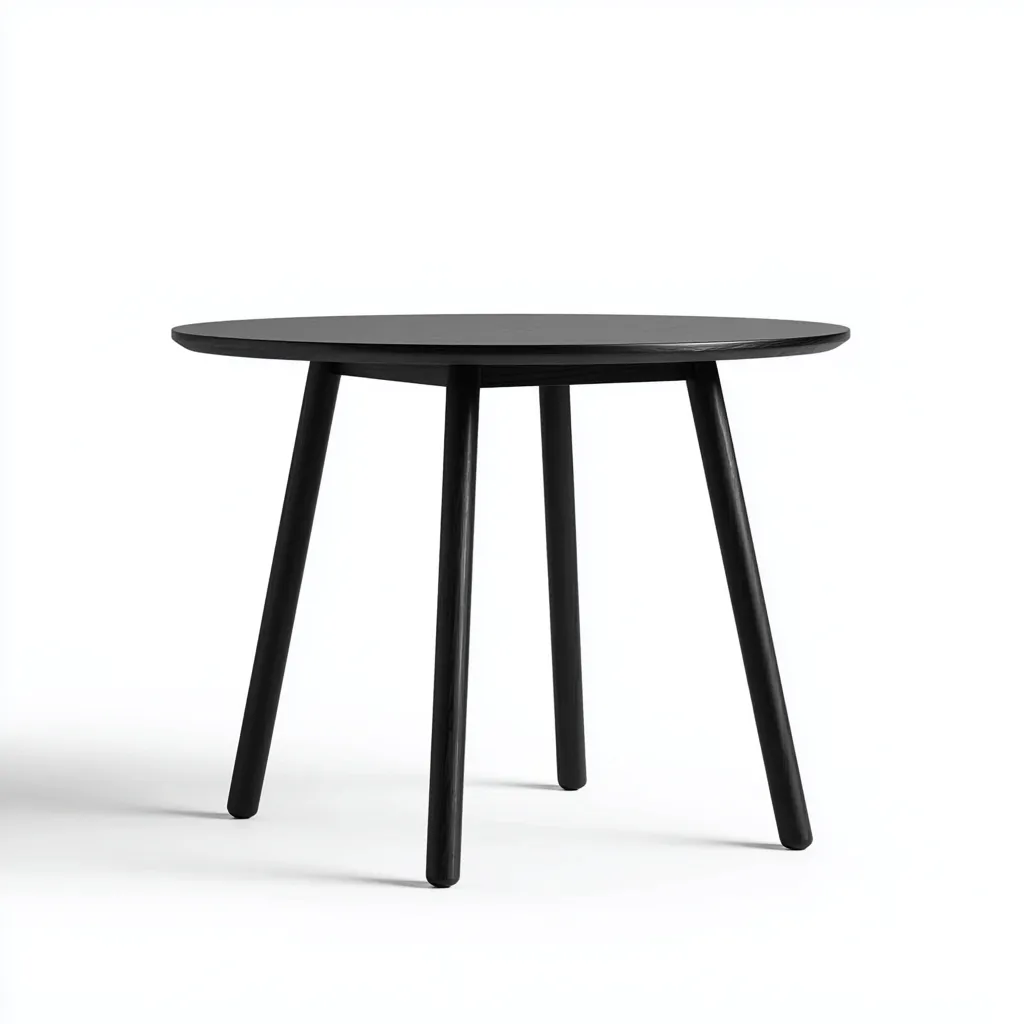 Table d'appoint ronde en bois 50x50x55 cm - noir - style minimaliste-Warmthza
