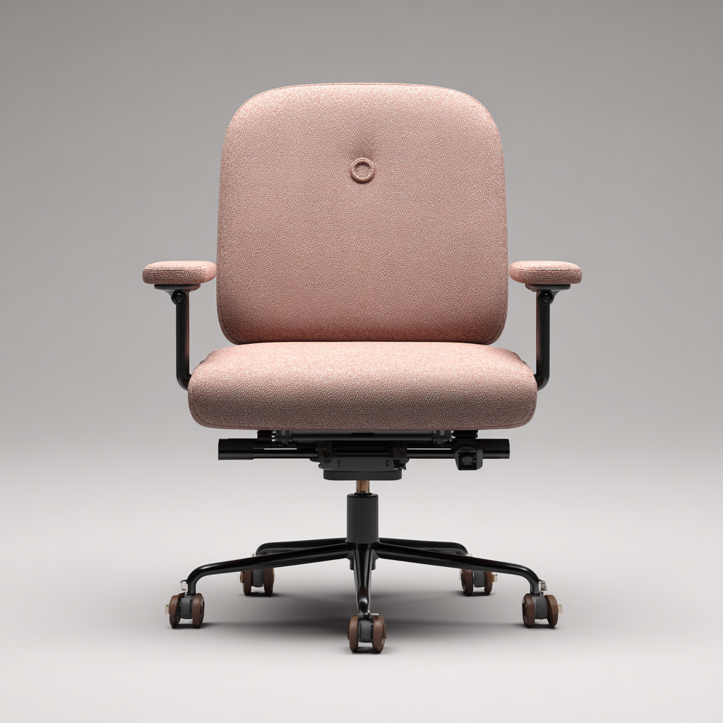 Chaise de bureau en tissu 64x66x94 cm - rose - avec accoudoirs et roulettes-Warmthza