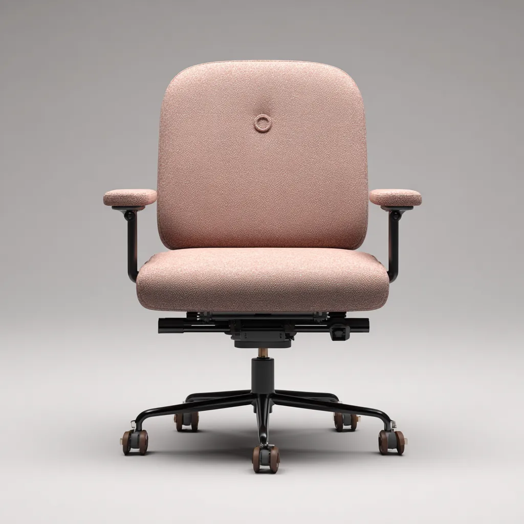 Chaise de bureau en tissu 64x66x94 cm - rose - avec accoudoirs et roulettes-Warmthza