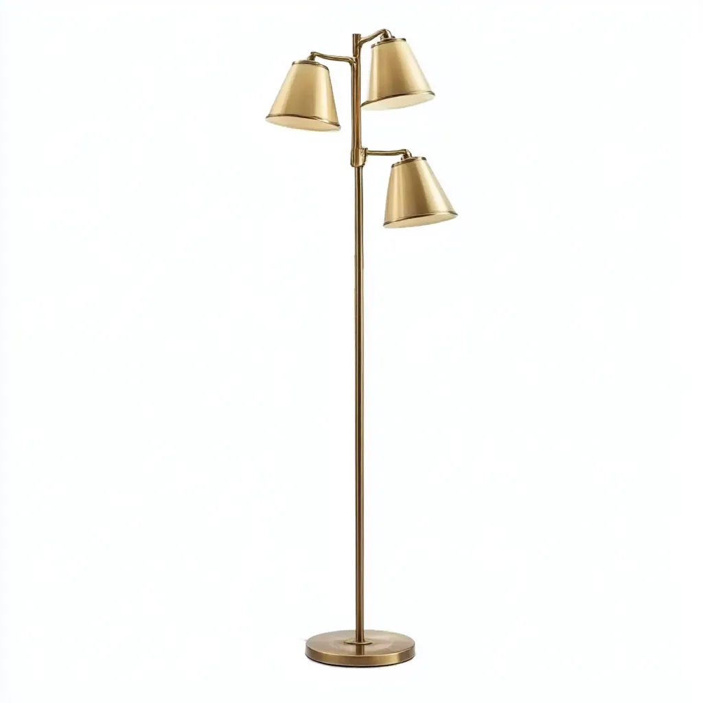 Lampadaire en laiton 165x40x40 cm - 3 abat-jour coniques orientables - style contemporain-Warmthza