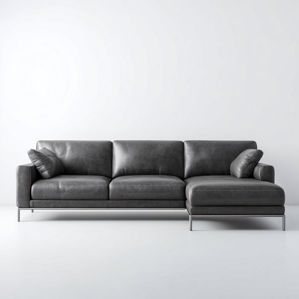 Canapé d'angle cuir véritable 260x95x85 cm - gris foncé - style moderne-Warmthza