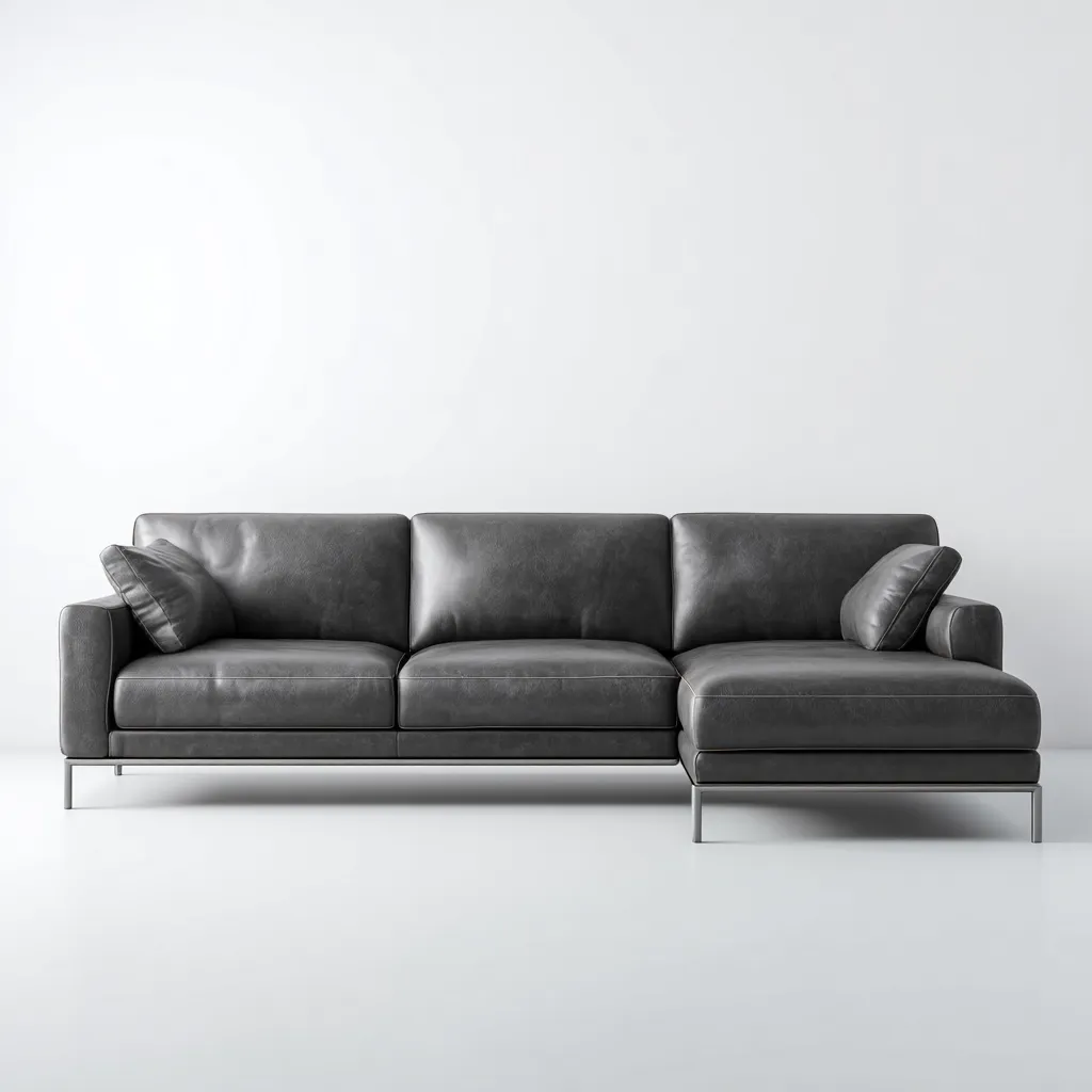 Canapé d'angle cuir véritable 260x95x85 cm - gris foncé - style moderne-Warmthza