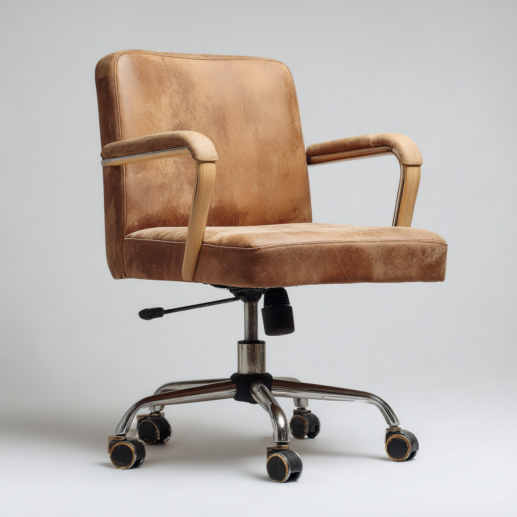 Chaise de bureau en similicuir 61x60x90 cm - marron - réglable et pivotante-Warmthza