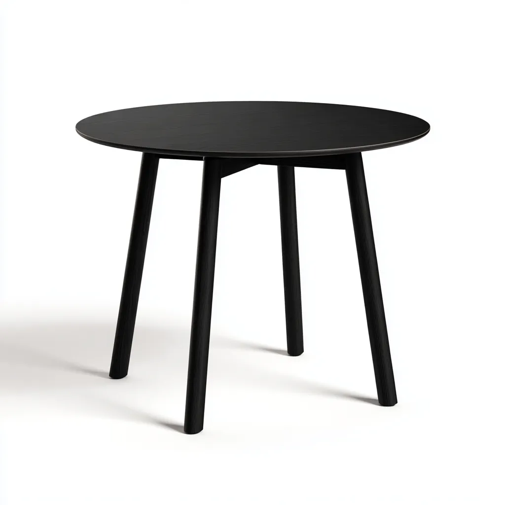 Table d'appoint ronde en bois 50x50x55 cm - noir - style minimaliste-Warmthza