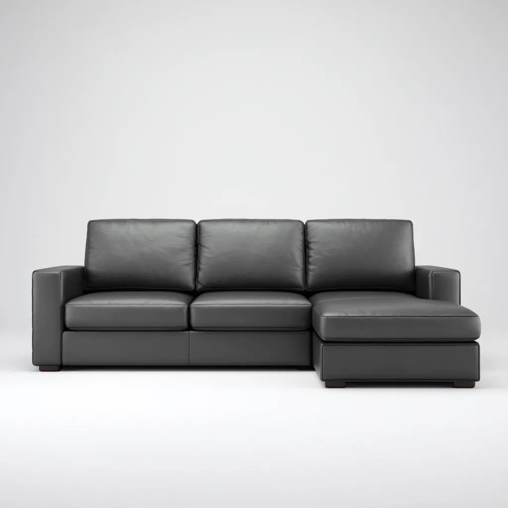 Canapé d'angle en cuir 280x160x85 cm - gris foncé - style moderne-Warmthza