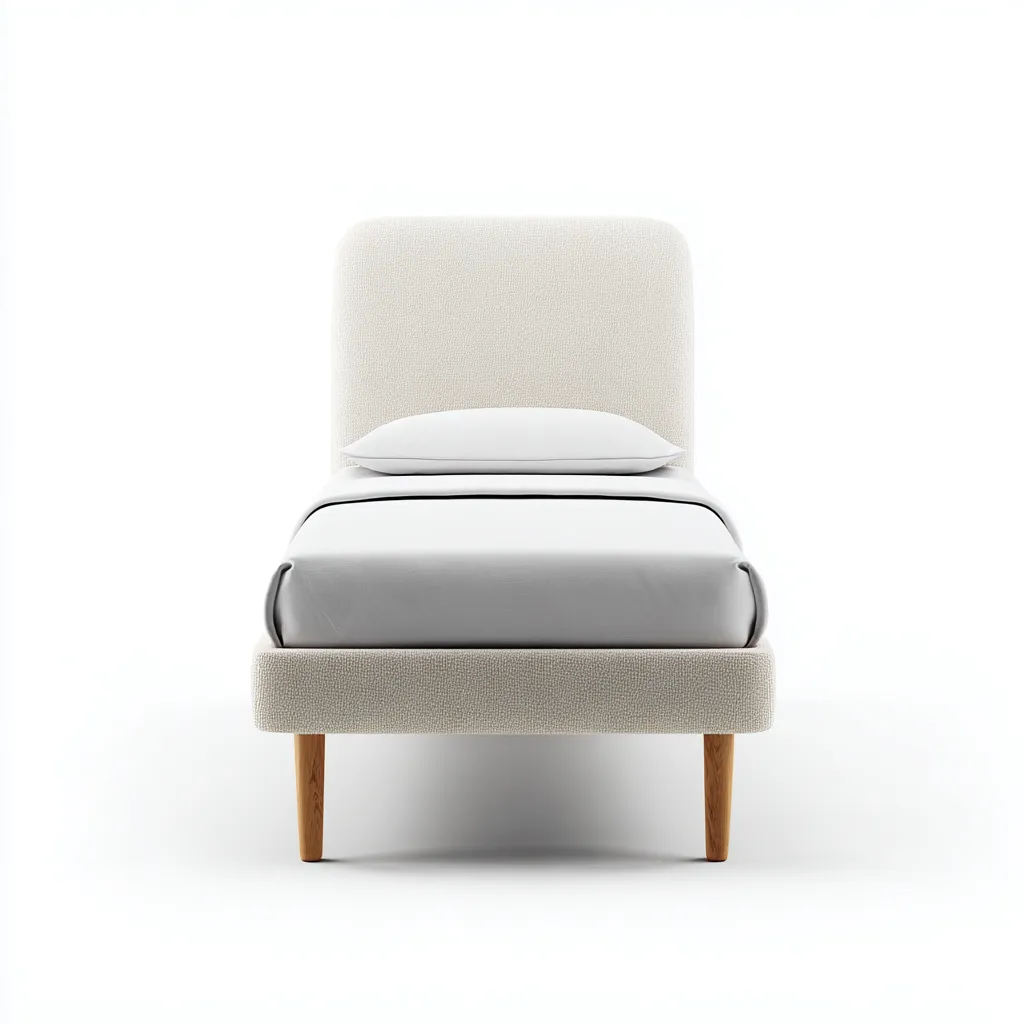 Lit simple en tissu blanc 200x100x95 cm - style moderne avec pieds en bois-Warmthza