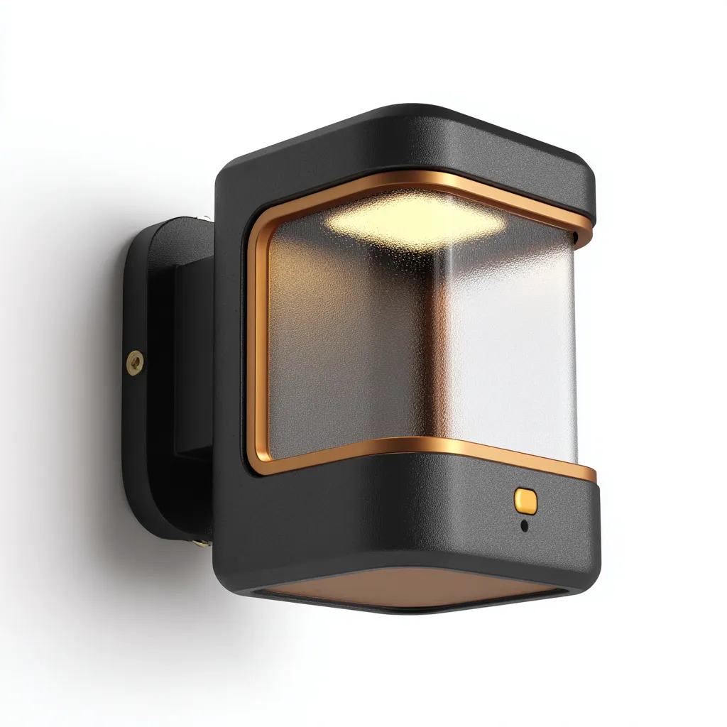 Applique murale d'extérieur aluminium 20x16x28 cm - noir-cuivré - style moderne avec détecteur-Warmthza