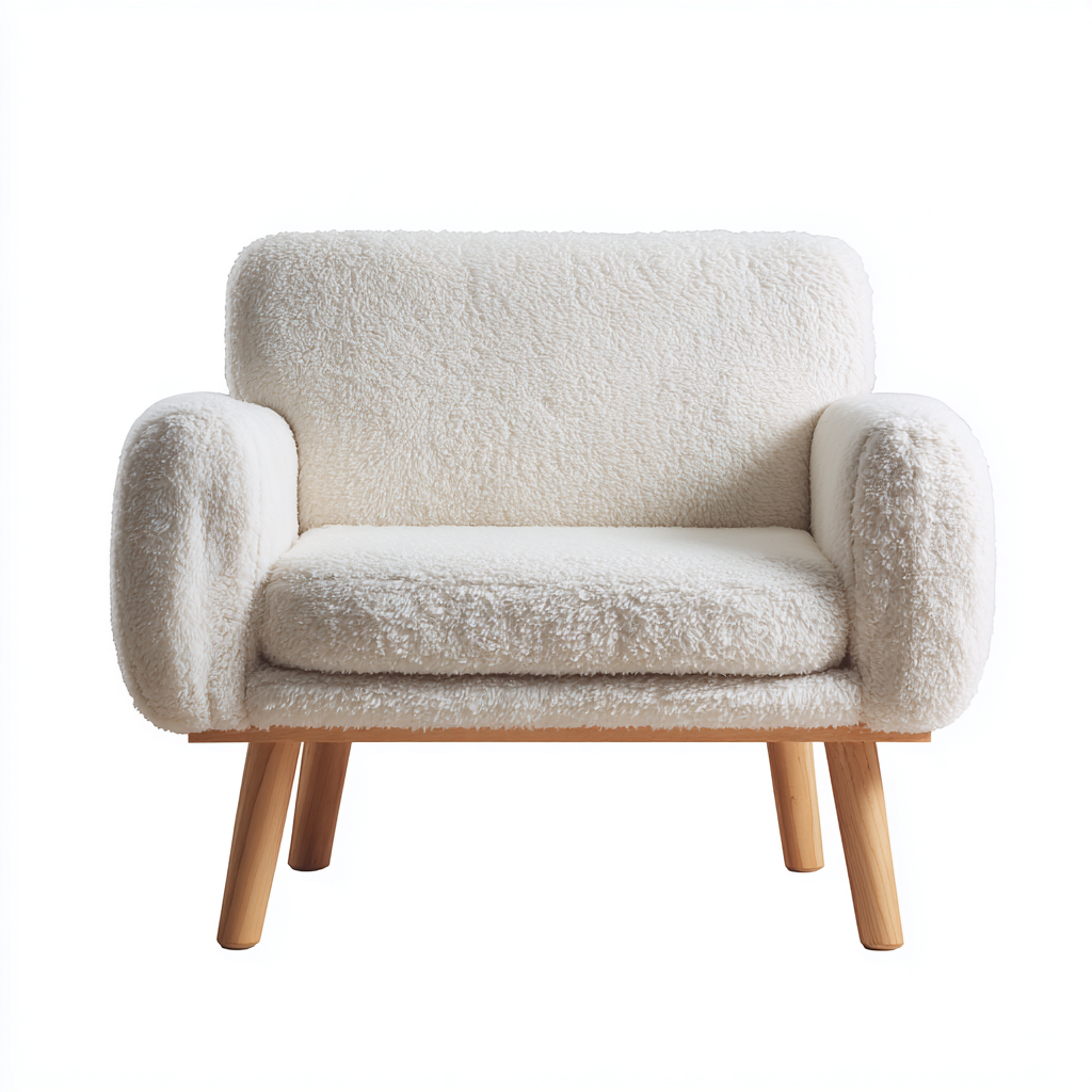Fauteuil en tissu bouclette 120x80x85 cm - blanc cassé - style moderne-Warmthza