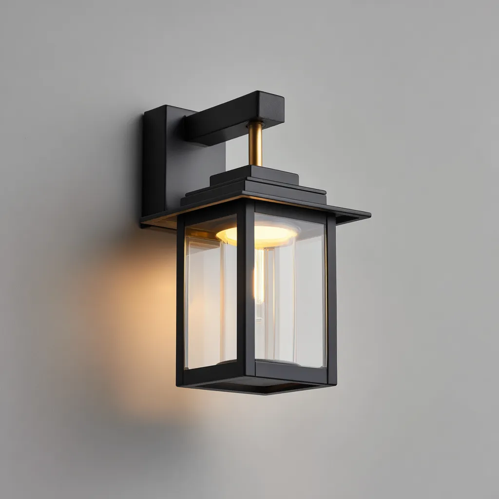 Applique murale d'extérieur aluminium 21x18x34 cm - noir-doré - style moderne lanterne-Warmthza