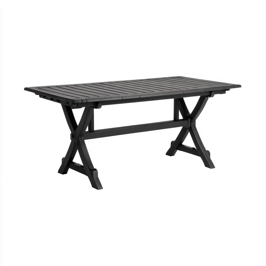 Table de jardin rectangulaire en plastique 180x90x74 cm - noir - pliable et résistante-Warmthza