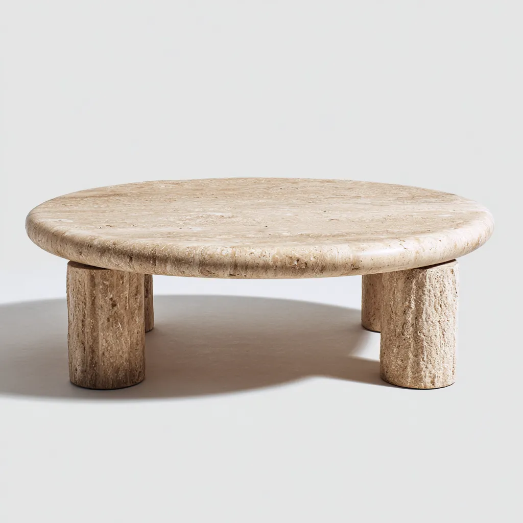 Table basse de jardin ovale en pierre 120x70x40 cm - beige - design moderne-Warmthza