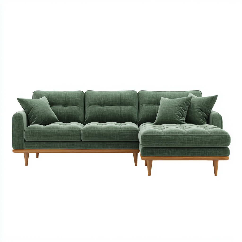 Canapé d'angle en tissu 235x95x90 cm - vert - style moderne-Warmthza