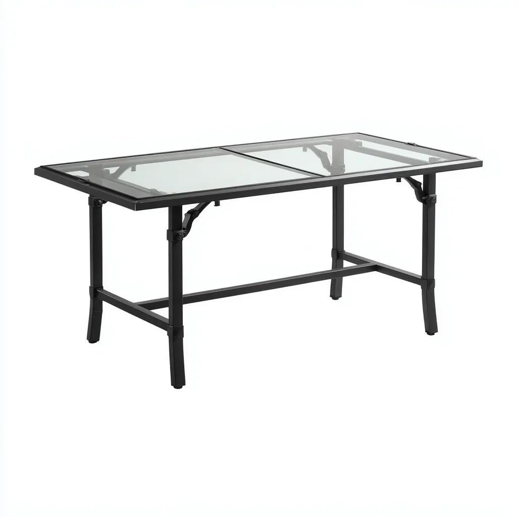 Table de jardin rectangulaire métal et verre 150x90x75 cm - noir - usage extérieur-Warmthza