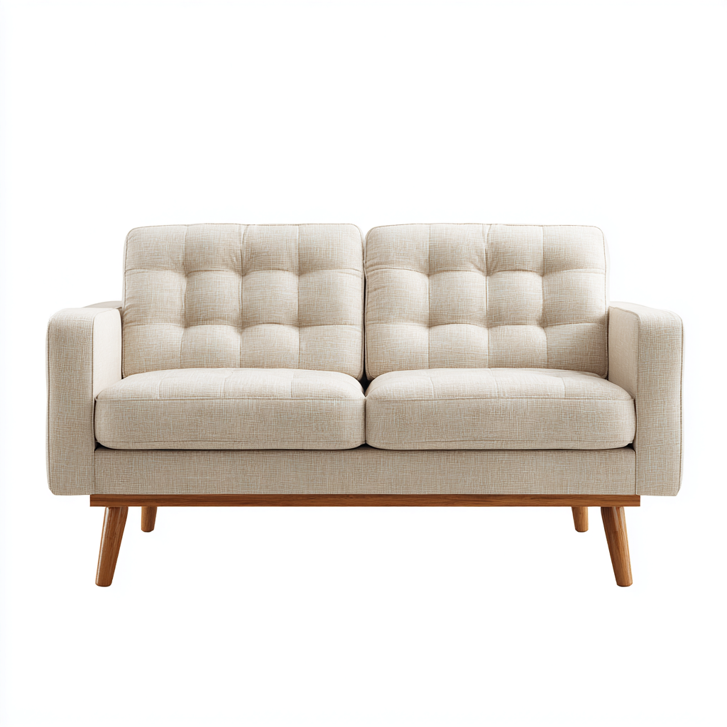Canapé droit 2 places en tissu 145x85x88 cm - beige - style moderne-Warmthza