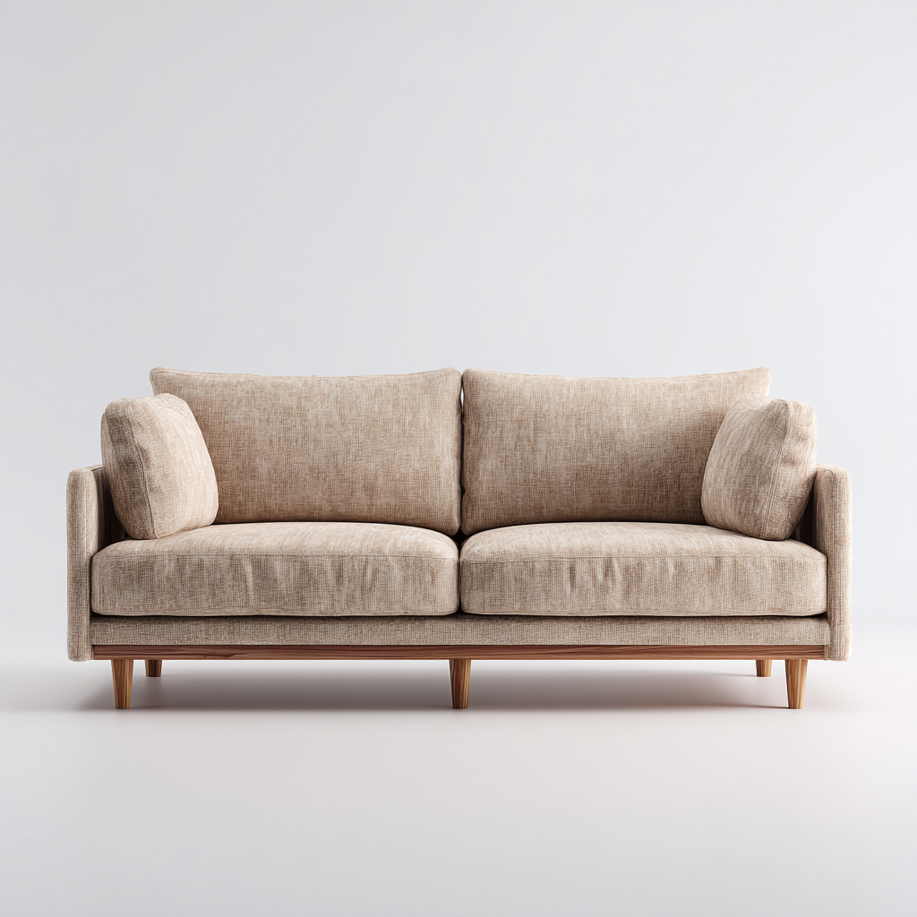 Canapé droit 3 places tissu 200x95x85 cm - beige - style moderne-Warmthza