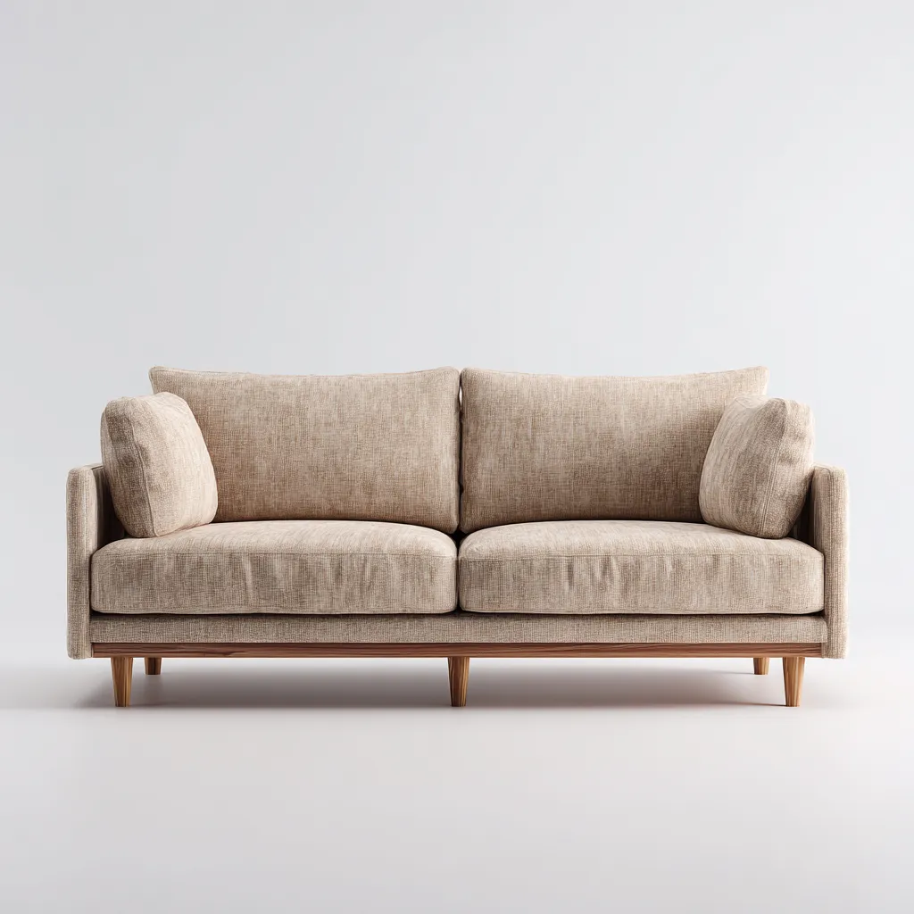 Canapé droit 3 places tissu 200x95x85 cm - beige - style moderne-Warmthza