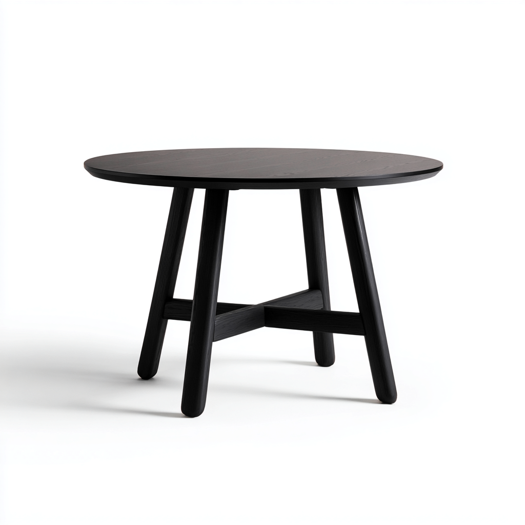 Table d'extérieur ronde en bois 90x90x75 cm - noir - style moderne-Warmthza