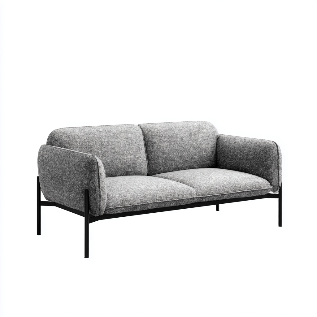 Canapé droit 2 places en tissu 150x80x80 cm - gris foncé - style moderne-Warmthza