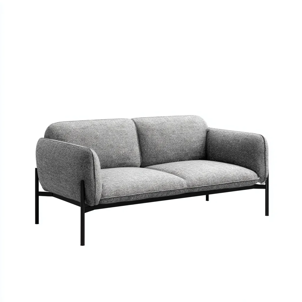 Canapé droit 2 places en tissu 150x80x80 cm - gris foncé - style moderne-Warmthza