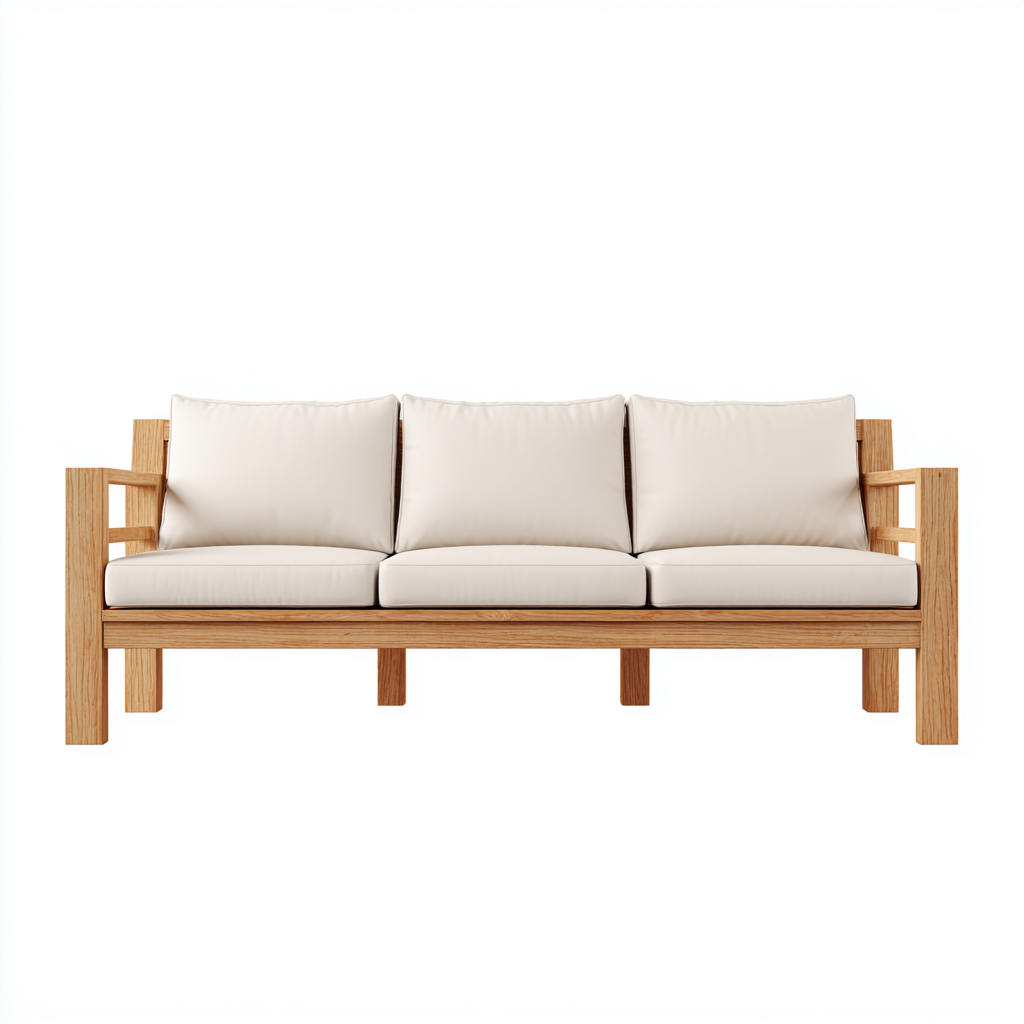 Canapé d'extérieur 3 places en bois 200x85x75 cm - bois naturel-blanc - design moderne-Warmthza