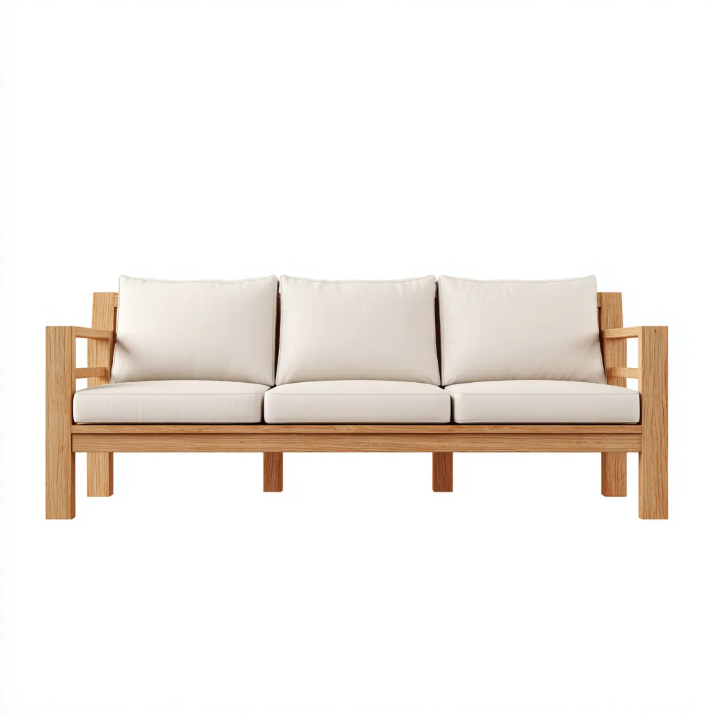 Canapé d'extérieur 3 places en bois 200x85x75 cm - bois naturel-blanc - design moderne-Warmthza