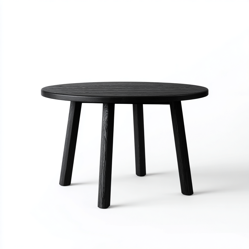 Table de jardin ronde en bois 90x90x75 cm - noir - style moderne-Warmthza