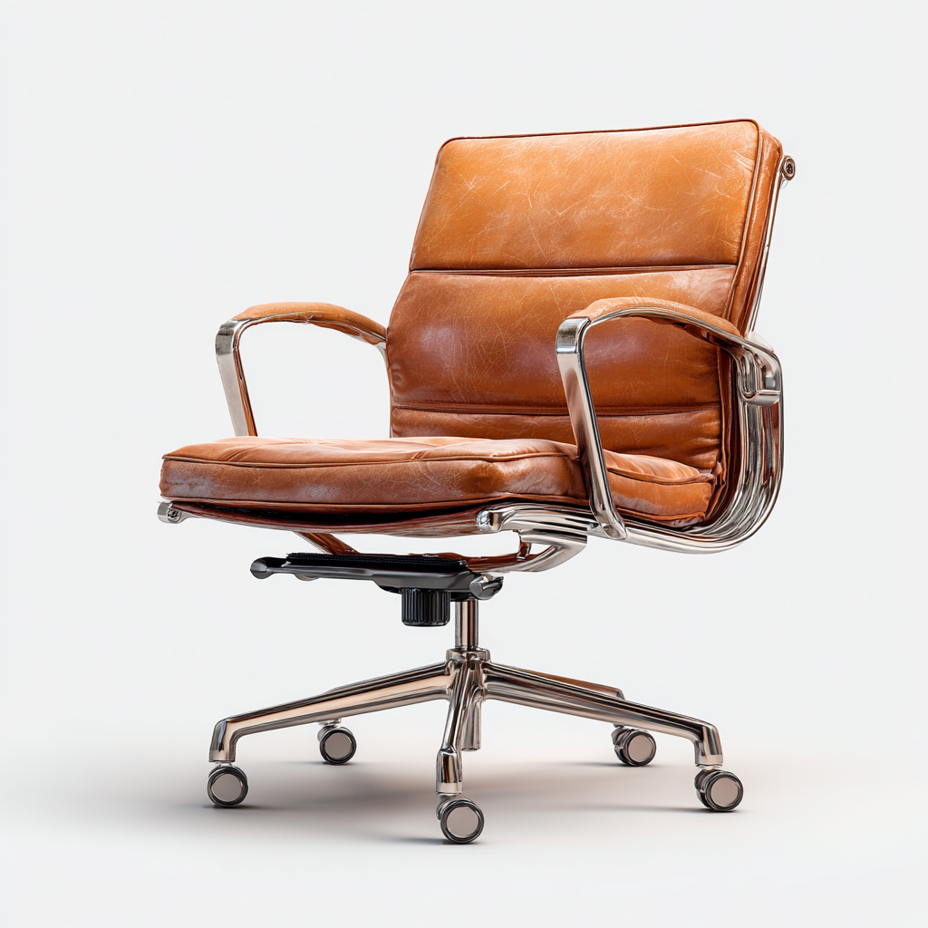 Chaise de bureau en cuir 61x63x92 cm - marron - ergonomique et pivotante-Warmthza