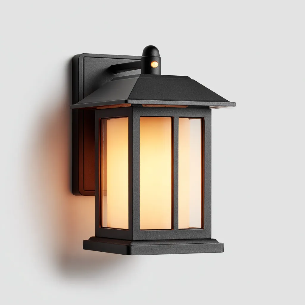 Applique murale extérieure lanterne métal-verre 35x18x20 cm - noir - avec détecteur crépusculaire étanche-Warmthza