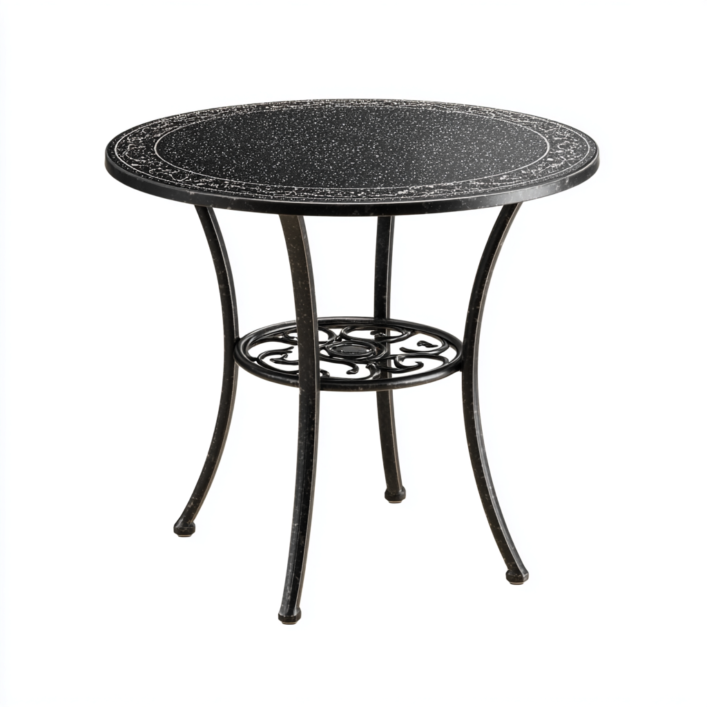 Table de jardin ronde métal et verre 70 cm - noir - style classique-Warmthza