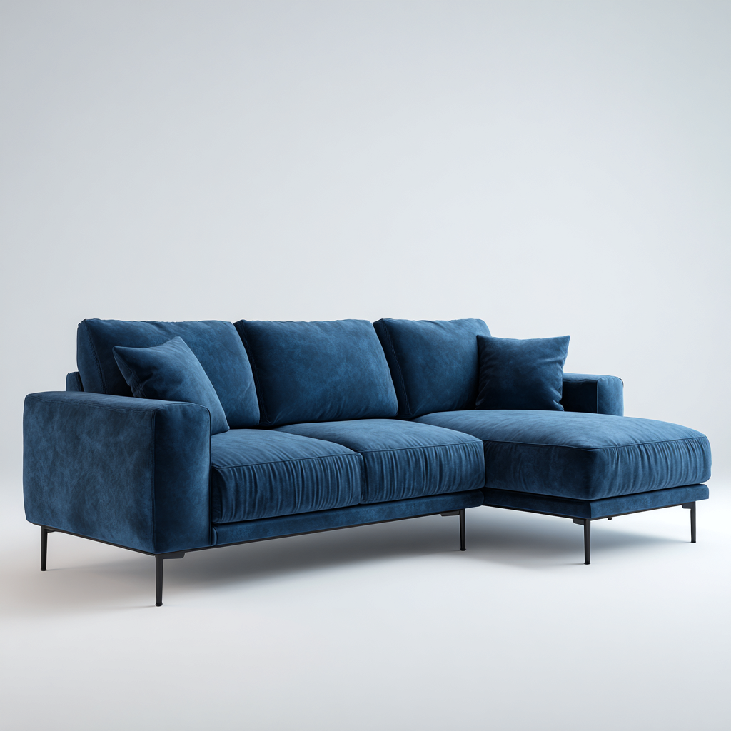 Canapé d'angle tissu velours 270x95x85 cm - bleu - style moderne-Warmthza