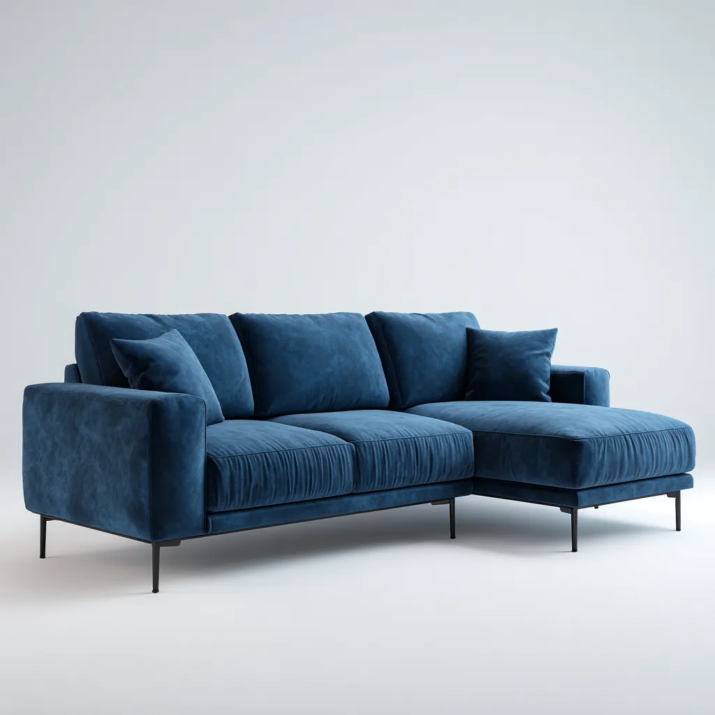 Canapé d'angle tissu velours 270x95x85 cm - bleu - style moderne-Warmthza