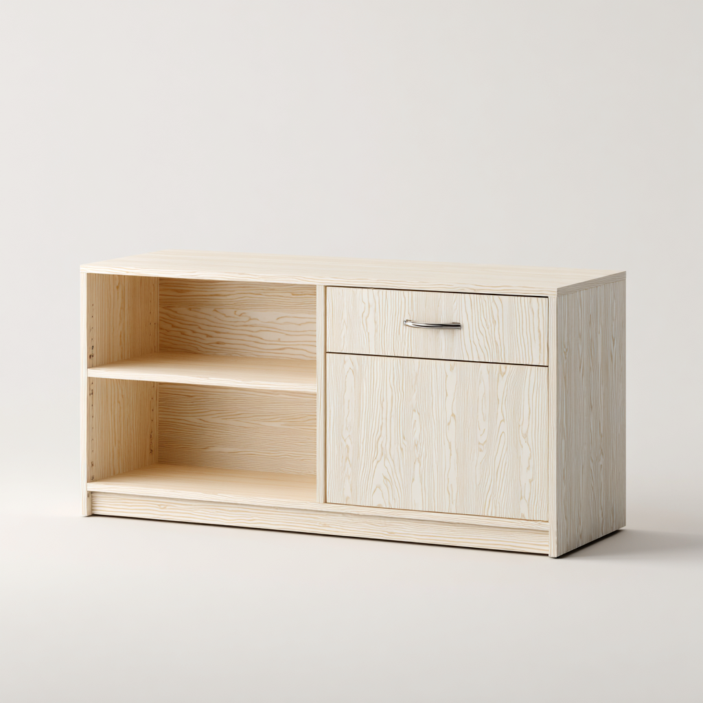 Caisson de bureau en bois 100x40x75 cm - avec tiroir, porte et étagères ouvertes - design moderne-Warmthza