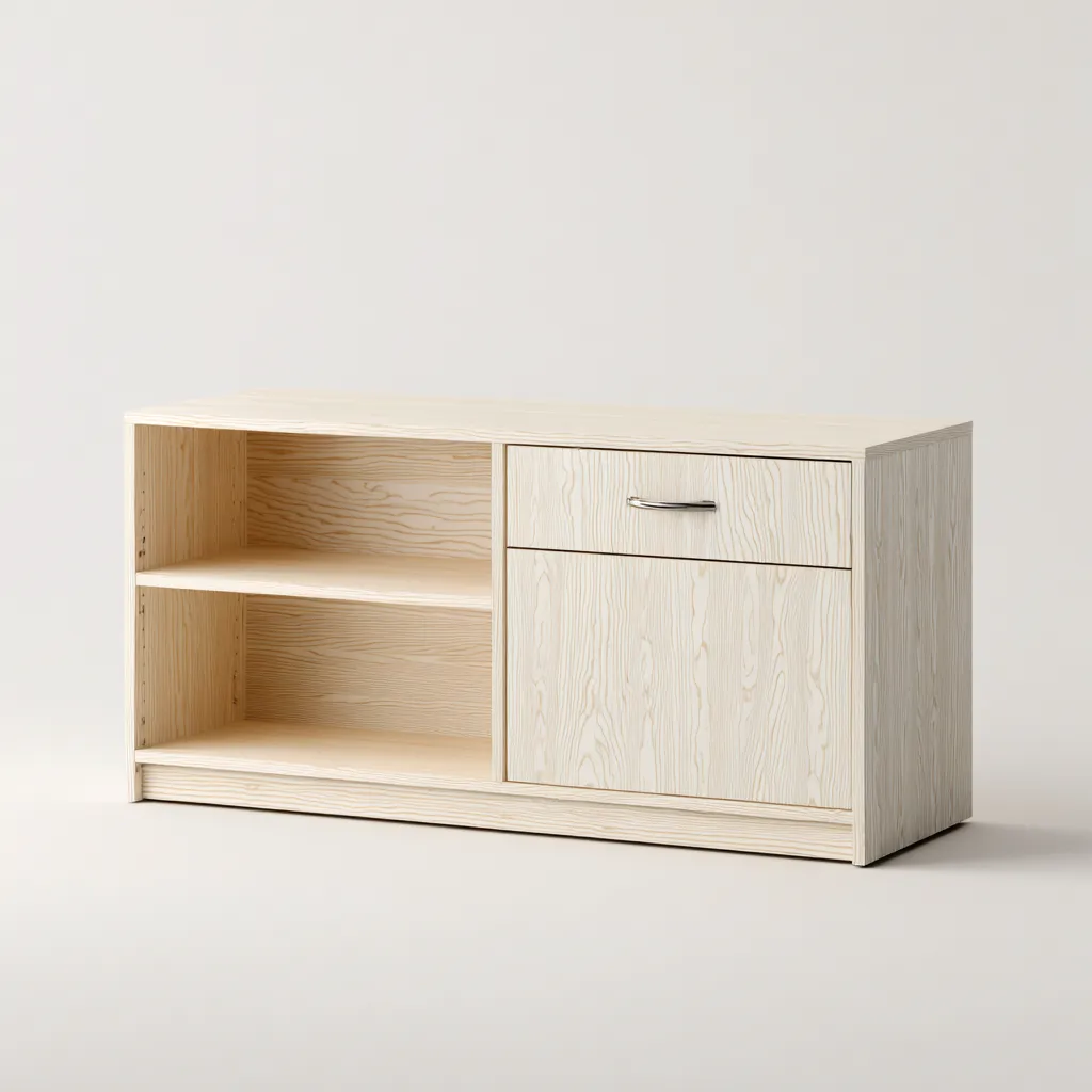 Caisson de bureau en bois 100x40x75 cm - avec tiroir, porte et étagères ouvertes - design moderne-Warmthza