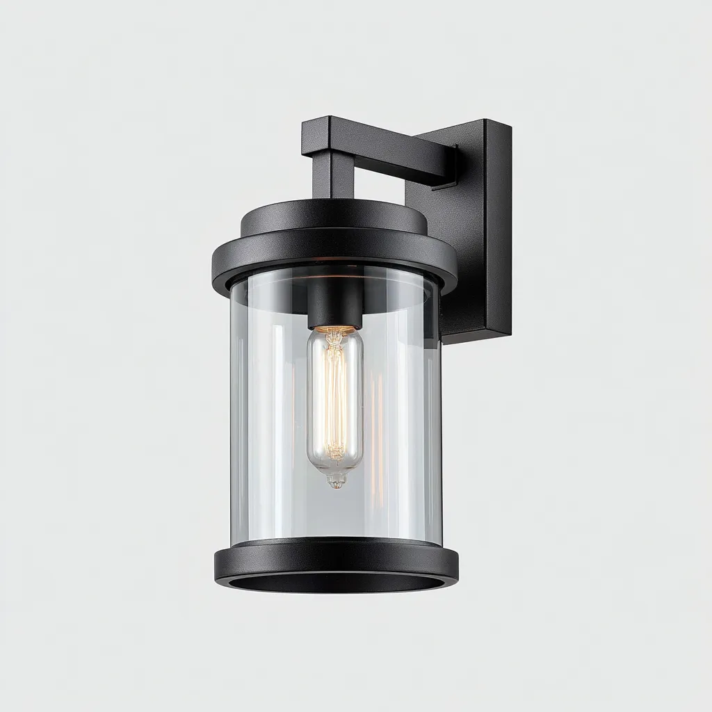 Applique murale extérieure 19x21x35 cm - noir-verre transparent - style moderne cylindrique-Warmthza