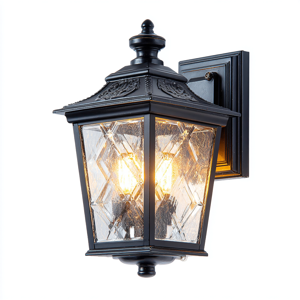 Applique murale extérieure en aluminium 40x21x19 cm - noir - style lanterne classique avec verre décoratif-Warmthza