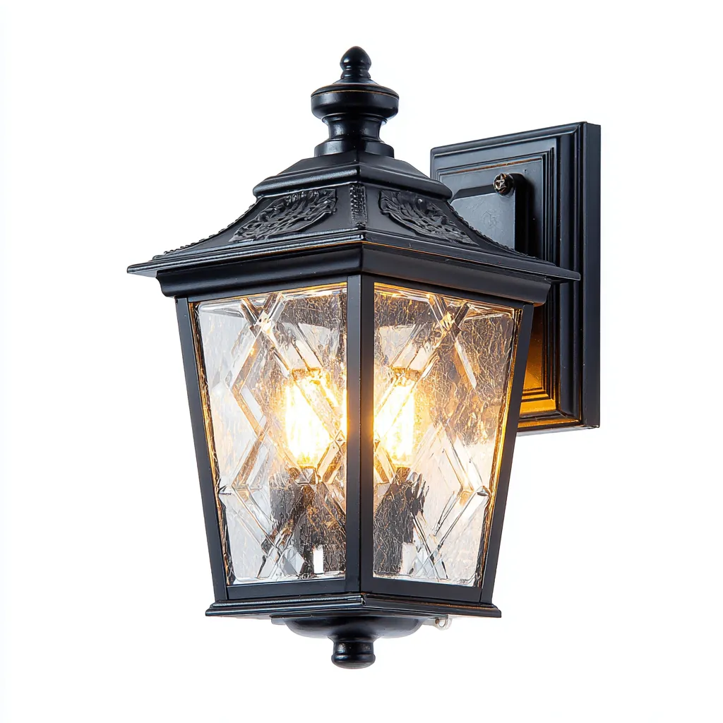 Applique murale extérieure en aluminium 40x21x19 cm - noir - style lanterne classique avec verre décoratif-Warmthza