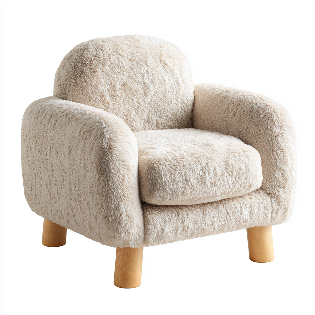 Fauteuil en tissu pelucheux beige - 70x65x60 cm - style moderne et confortable-Warmthza