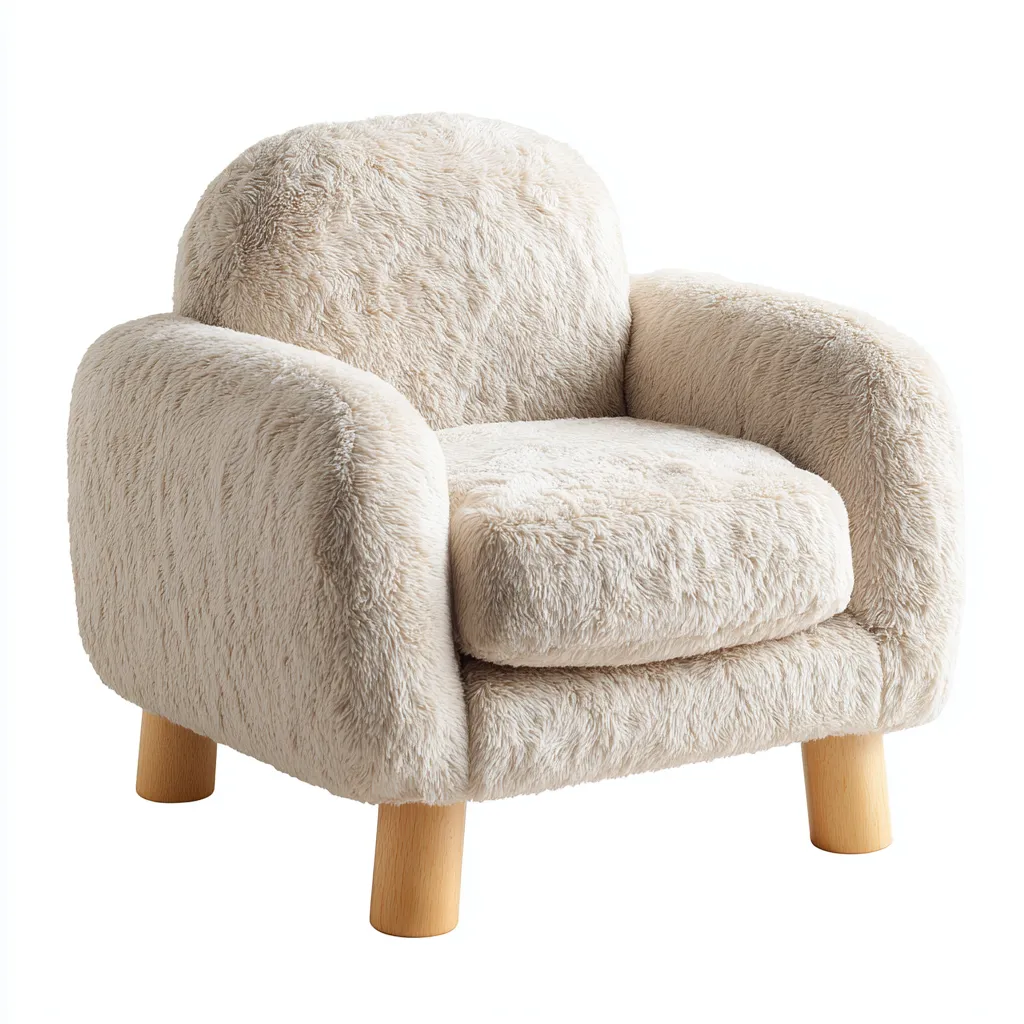 Fauteuil en tissu pelucheux beige - 70x65x60 cm - style moderne et confortable-Warmthza