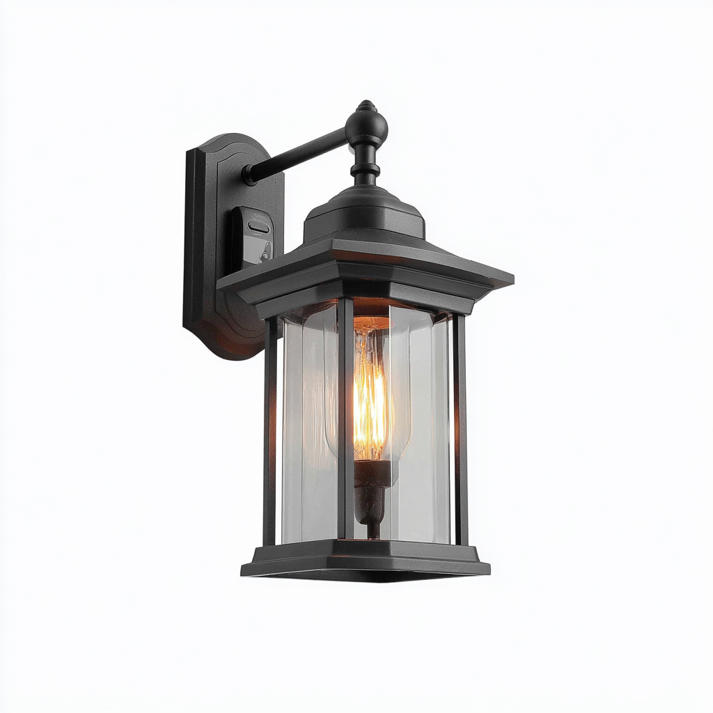 Applique murale extérieure aluminium 38x18x20 cm - lanterne noire verre transparent - style classique-Warmthza