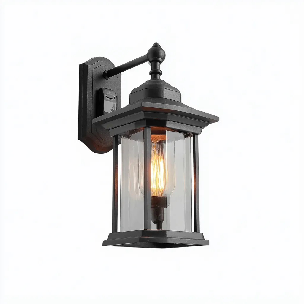 Applique murale extérieure aluminium 38x18x20 cm - lanterne noire verre transparent - style classique-Warmthza