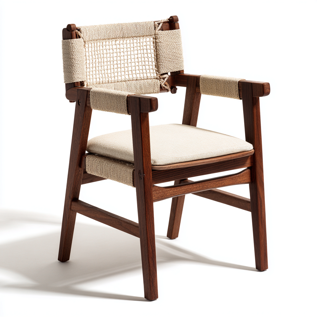 Chaise de salle à manger d'extérieur bois et corde 55x58x86 cm - beige-marron - style rustique-Warmthza