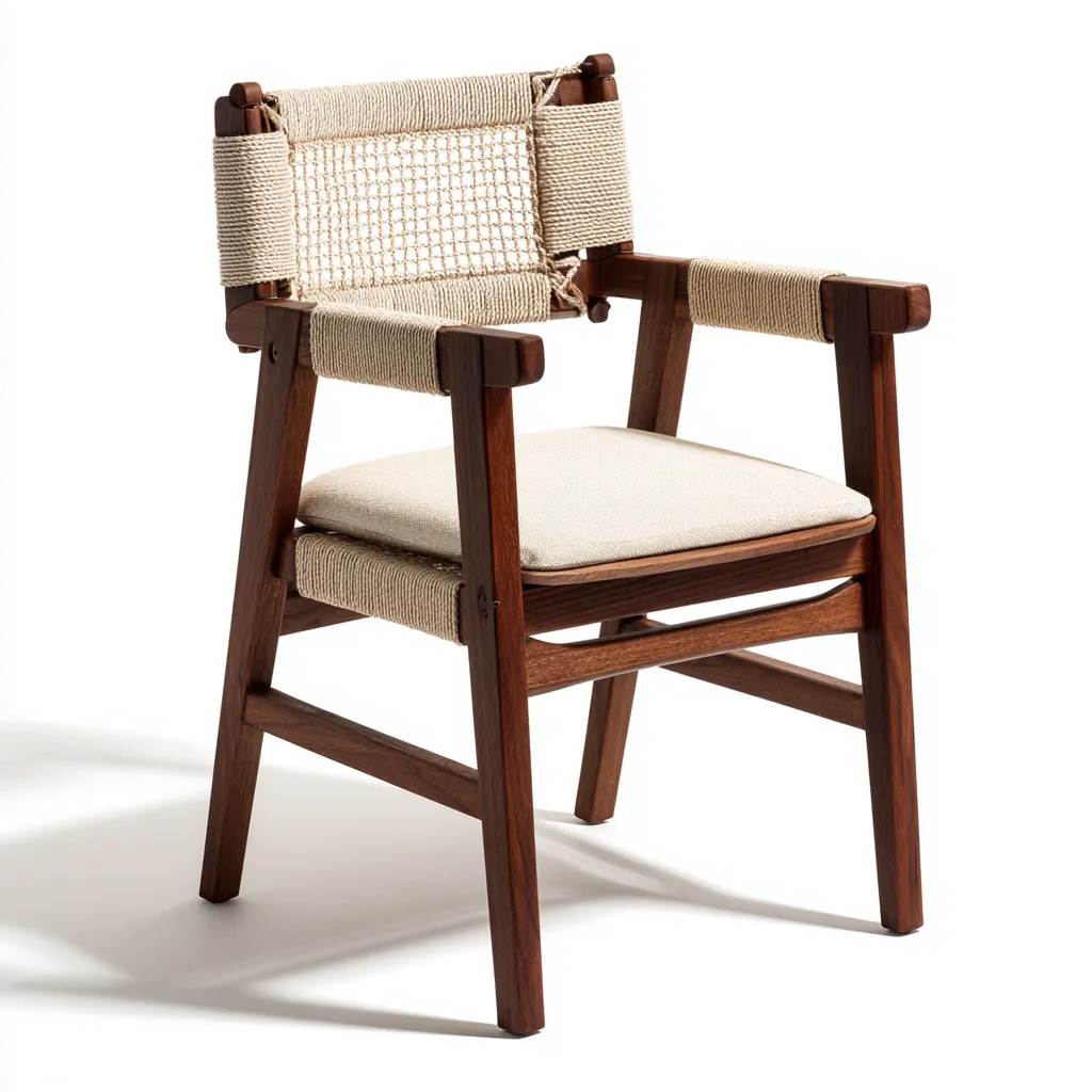 Chaise de salle à manger d'extérieur bois et corde 55x58x86 cm - beige-marron - style rustique-Warmthza