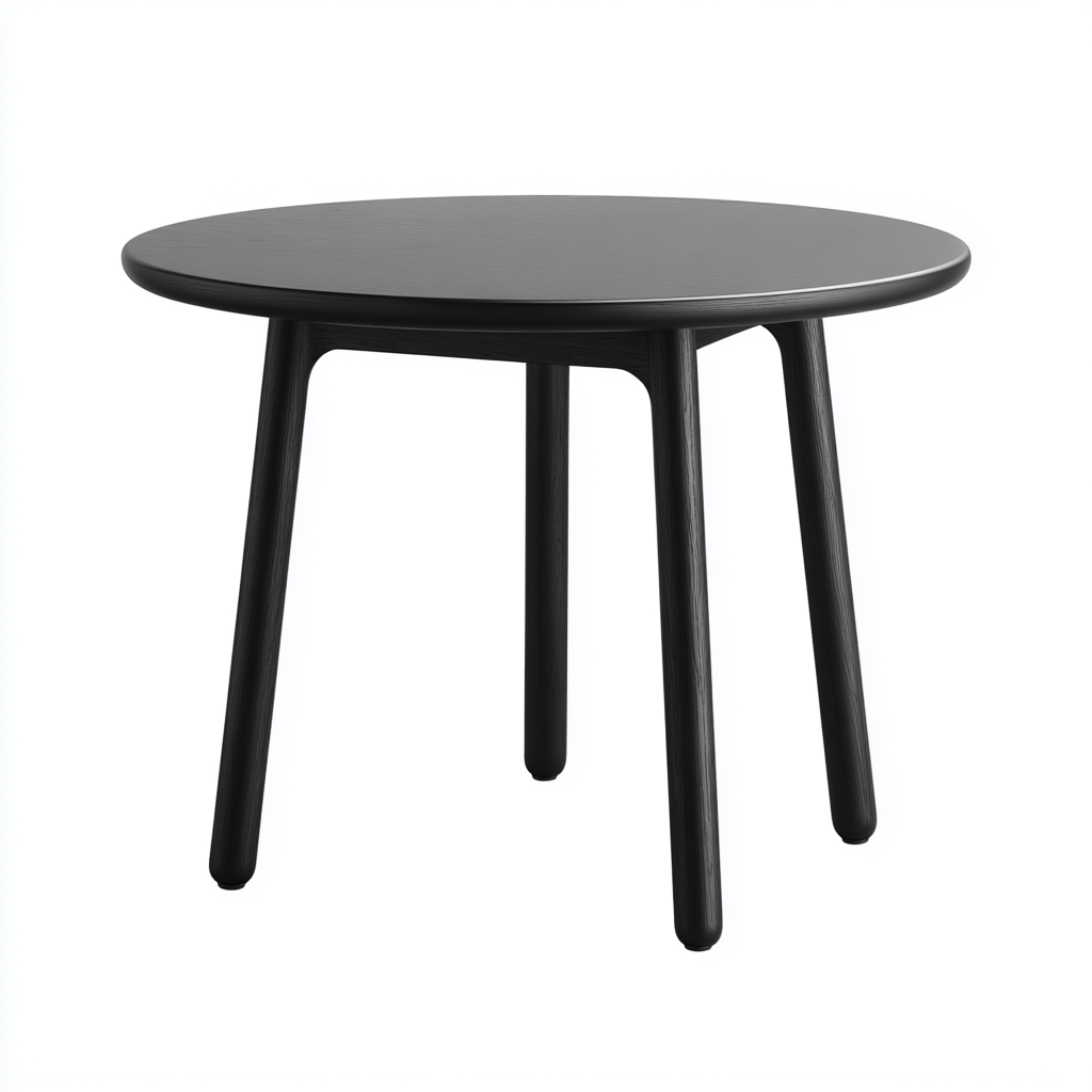 Table de jardin ronde bois 80 cm - noir - style moderne-Warmthza