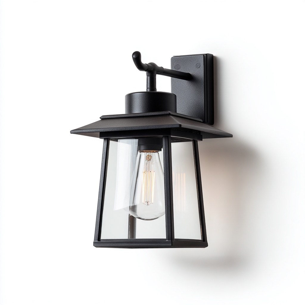 Applique murale extérieure 20x22x34 cm - noir-verre transparent - style lanterne moderne-Warmthza