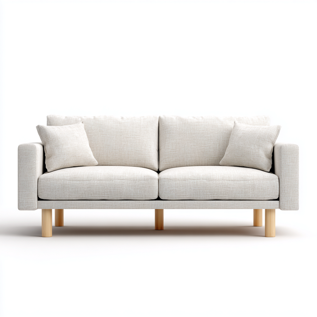 Canapé droit 3 places en tissu 185x88x85 cm - blanc - style moderne-Warmthza